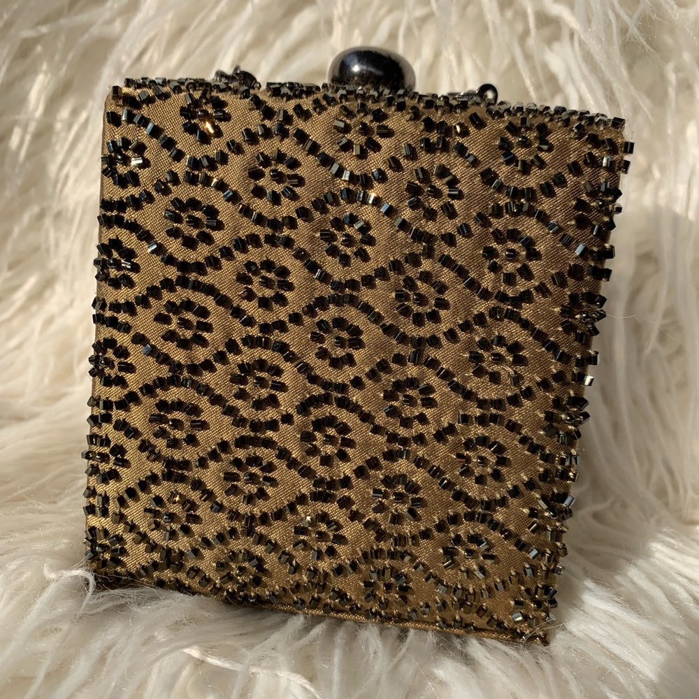✨Inge Christopher Pewter Evening Beaded Box Clutch - Picture 3 of 8
